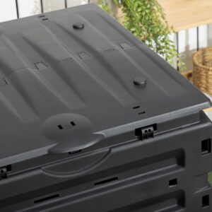 Outsunny Garden Compost Bin, 120 Gallon (450L) Garden Composter, BPA Free, with 80 Vents and 2 Sliding Doors, Lightweight & Sturdy, Fast Creation of Fertile Soil, Black