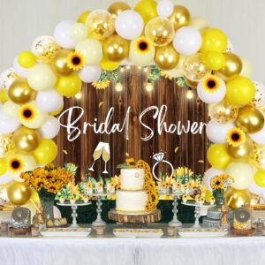 Yellow Sunflower Balloon Garland Arch Kit, Sunflower Bridal Shower Backdrop - Yellow White Gold Bachelorette Party Decorations with Artificial Flowers for Wedding Engagement Party Supplies