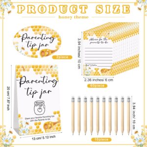 Roowest Baby Shower Games Prizes Advice Baby Shower to Baby Parenting Tip Jar Sign for New Parents 60 Parenting Advice Cards 10 HB Pencils 2 Cute Stickers 1 PET Bottle for New Parents Guests (Honey)