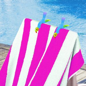 Performore 2 Pack of Parrot Beach Towel Clips, Portable Towel Holder Clips, Secure Clips for Beach Chairs Deck Patio Pool Boat Cruise Lounge Chair Accessories (Light Blue and Green)