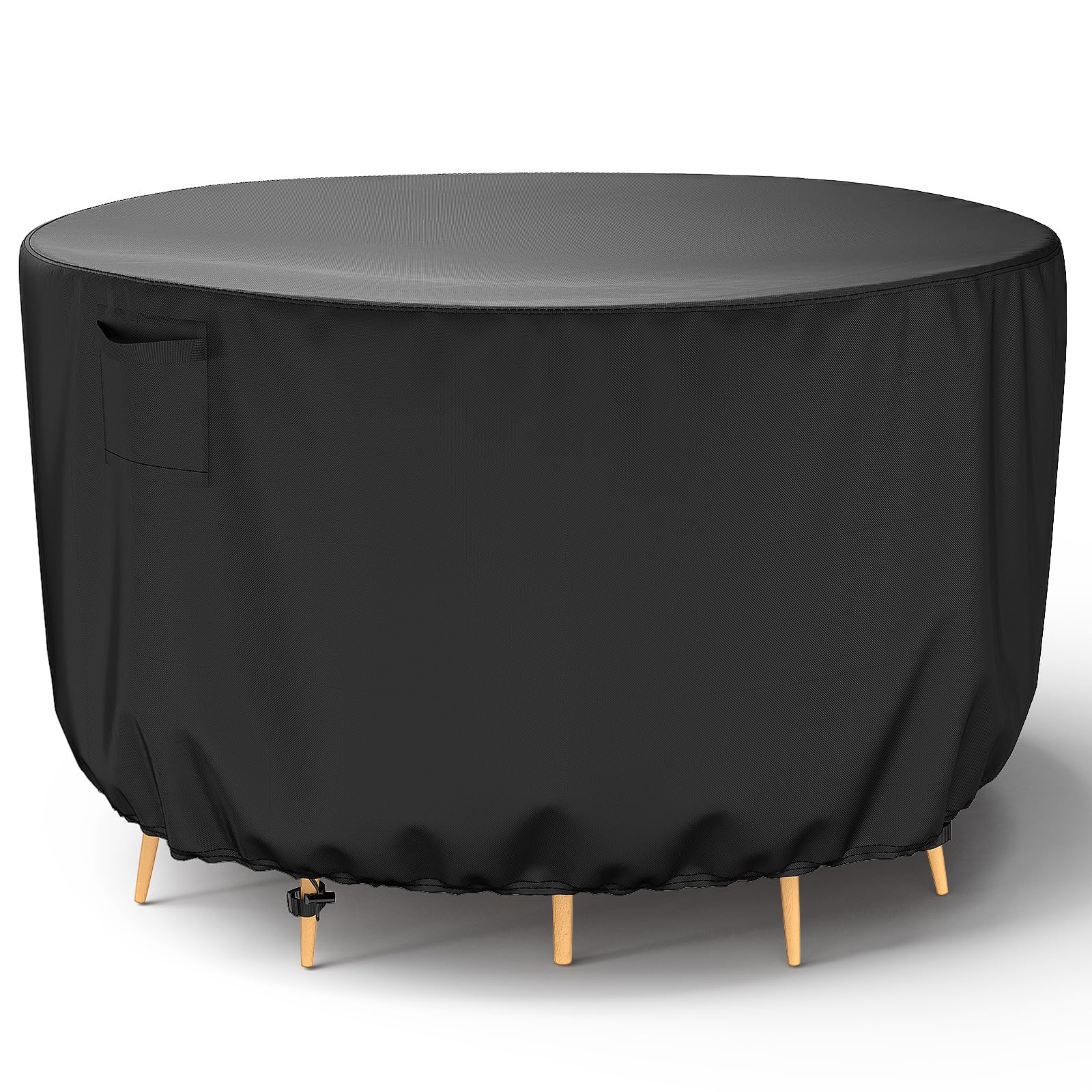 Brosyda Round Patio Furniture Cover, Waterproof Outdoor Table Covers, Windproof Heavy Duty Patio Furniture Cover for Outdoor Table Chair Furniture Set, Tear Resistant, 84"DIA x 28"H, Black