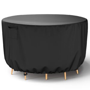 brosyda round patio furniture cover, waterproof outdoor table covers, windproof heavy duty patio furniture cover for outdoor table chair furniture set, tear resistant, 72"dia x 28"h, black