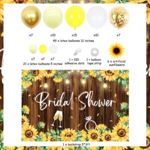 Yellow Sunflower Balloon Garland Arch Kit, Sunflower Bridal Shower Backdrop - Yellow White Gold Bachelorette Party Decorations with Artificial Flowers for Wedding Engagement Party Supplies