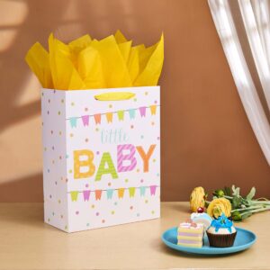 SUNCOLOR 13" Large Gift Bag for Baby Shower With Tissue Paper(little BABY)