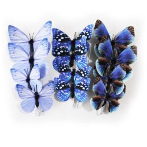 conetorosa butterfly wall decor 12pcs 2sizes, 3d butterfly decor fake butterfly wall butterfly decorations for home room bedroom nursery decor, 3d butterflies for wedding christmas brithday (blue)