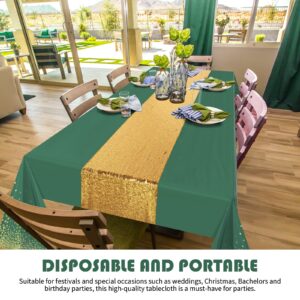 Tudomro Tablecloth and Sequin Table Runner Set 54 x 108 Inch Polka Dots Confetti Table Cover Dining Plastic Table Cloths Glitter Decorations for Birthday Wedding Anniversary Party (Green Gold)