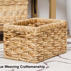 StorageWorks Small Wicker Baskets, Water Hyacinth Baskets with Built-in Handles, Handwoven Bathroom Baskets for Organizing, Medium & Small, 2 Pack