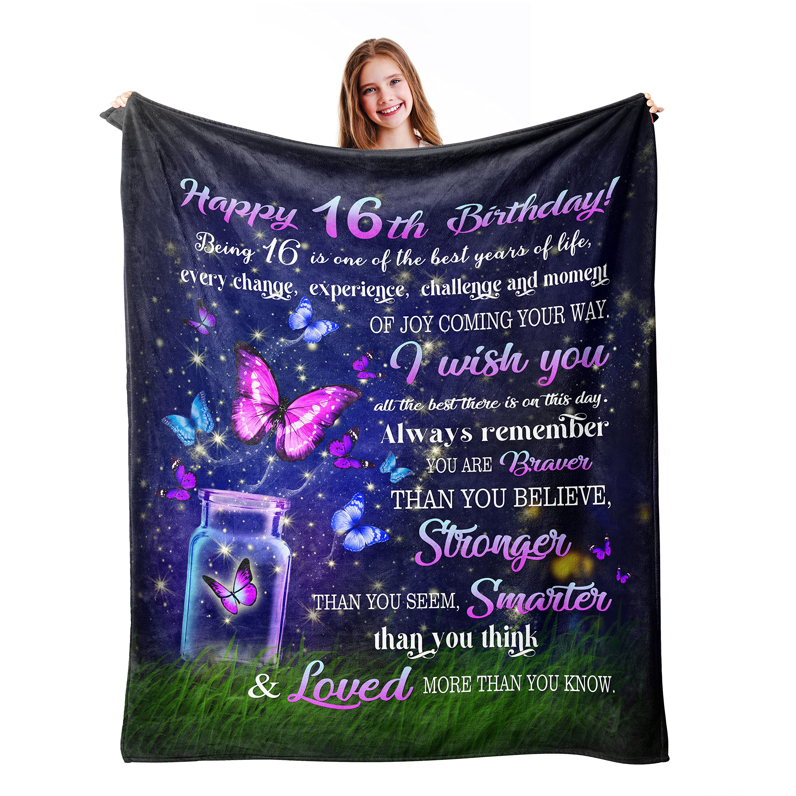 Sweet 16 Gifts for Girls, 16th Birthday Gifts for Girls, Gifts for 16 Year Old Girl, 16 Year Old Girl Birthday Gift Ideas, Sweet Sixteen Gifts for Girls, 16th Birthday Decorations Blanket 50" X 60"