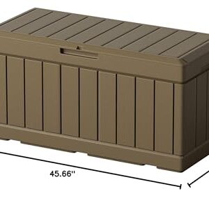 Greesum 82 Gallon Resin Deck Box Large Outdoor Storage for Patio Furniture, Garden Tools, Pool Supplies, Weatherproof and UV Resistant, Lockable, Brown