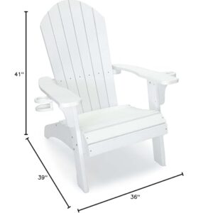 LuXeo Westwood All Weather Polysterene Outdoor Adirondack Chair, White, Set of 2