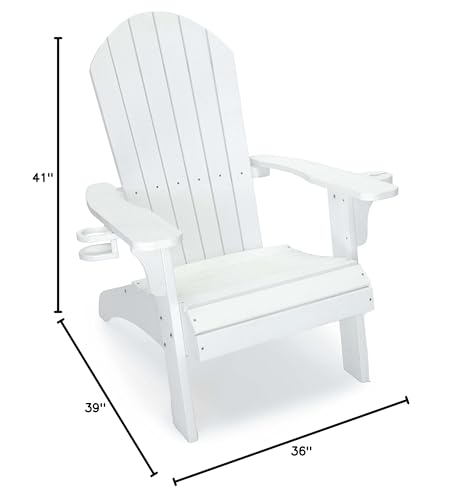 LuXeo Westwood All Weather Polysterene Outdoor Adirondack Chair, White, Set of 2