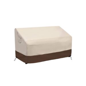 roastove 100% waterproof outdoor patio sofa/loveseat/bench cover, lawn patio furniture covers with air vent, fits up to 58w x 32.5d x 31h inches, beige & brown…