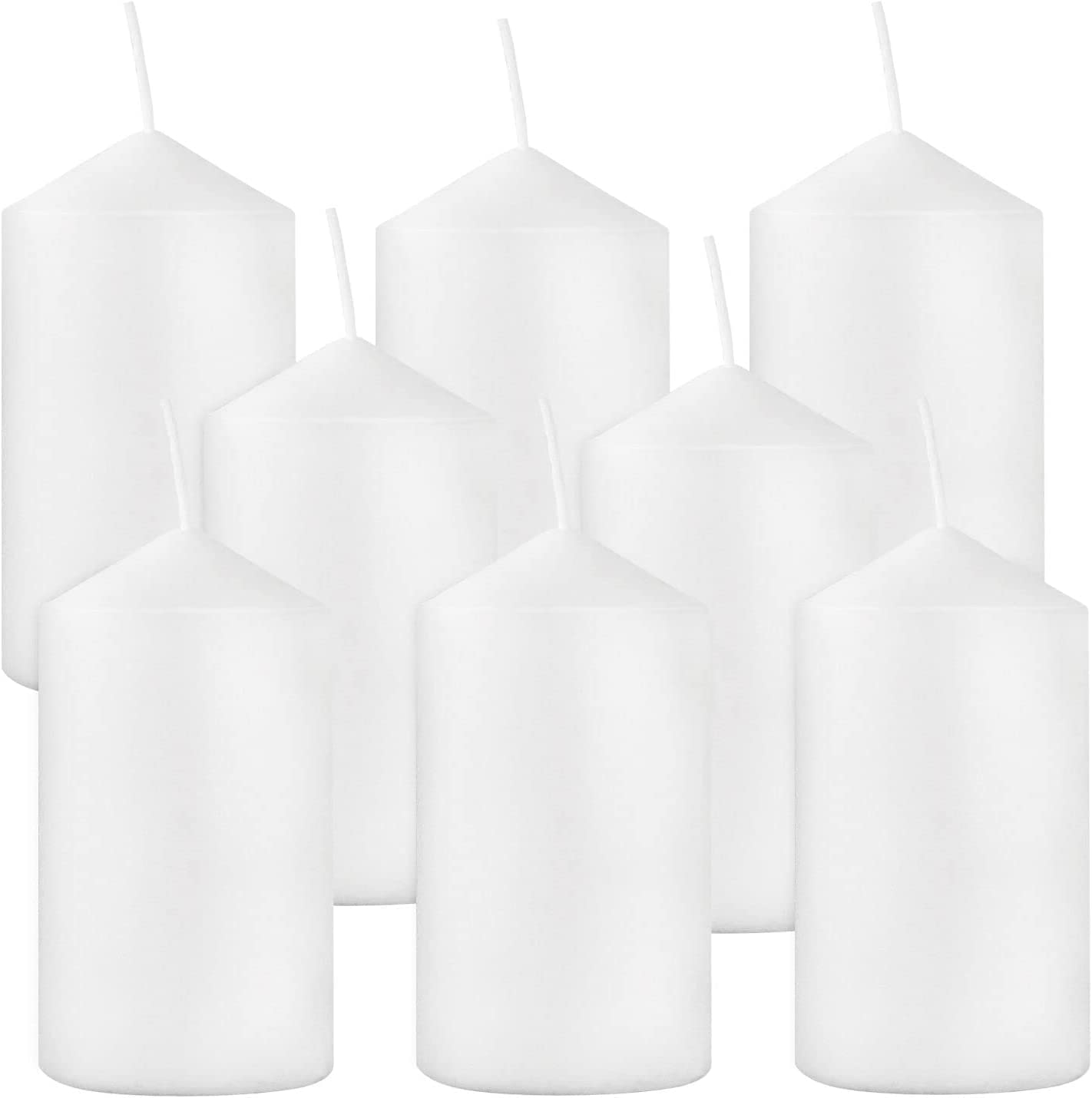 Set of 8 Unscented Pillar Candles 2" x 4"，White Candles for Home Decor,Church,Restaurants,Spa,Emergency Light,All Occasions