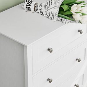 FACBOTALL 5 Drawer Dresser, 47.2" Tall White Dresser with 5 Drawers, Chest of Drawers Cabinet Wood Dresser for Hallway Living Room