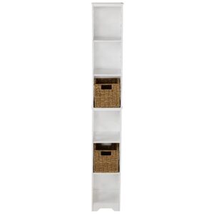 Slim 6-Cubbie Decorative Shelving Unit, Vertical Space (White)