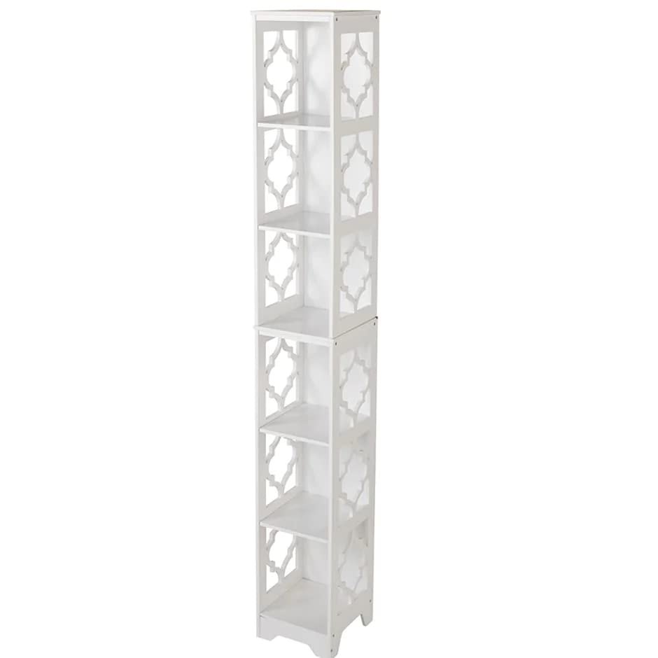 Slim 6-Cubbie Decorative Shelving Unit, Vertical Space (White)