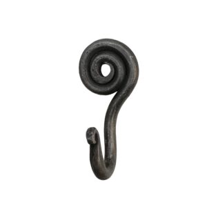 Living Ideas Hand Forged Spiral Hooks Set of 6 Pcs Handmade Wrought Iron Wall Mounted Coat Hook Blacksmith Metal Wall Towel Hooks Rack Black Antique Finish Wall Hooks