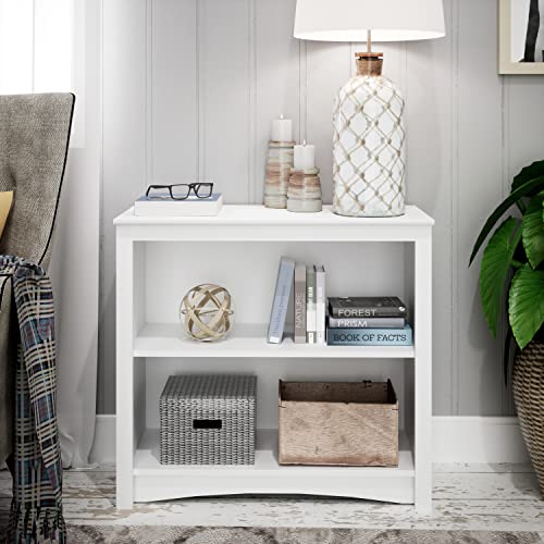 Prepac Sonoma 2-Tier Bookcase 29"H with 1 Adjustable Shelf, White Storage Cabinet, Modern Display Cabinet, Bookshelf with Storage Shelves for Home Office, Living Room, Bedroom Organizer