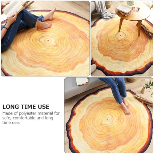 Veemoon Tree Ring Rug Creative Tree Carpet Rustic Wood Floor Mat Round Annual Rugs Home Decorative Carpets for Kitchen Living Room Bedroom (1 M)