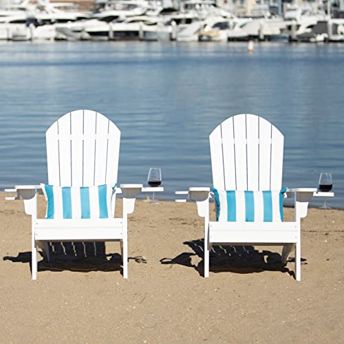 LuXeo Westwood All Weather Polysterene Outdoor Adirondack Chair, White, Set of 2