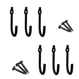 Hand Forged Metal Wall Hook Set of 6 Pcs Wrought Iron Handmade Wall Mounted Towel Hooks Rack Black Finish Wall Hooks by Living Ideas