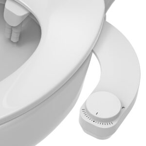 left hand bidet attachment for toilet - withlent ultra-slimt non-electric dual nozzle (frontal & rear wash) adjustable water pressure, water bidet toilet seat attachment,easy to install (white)