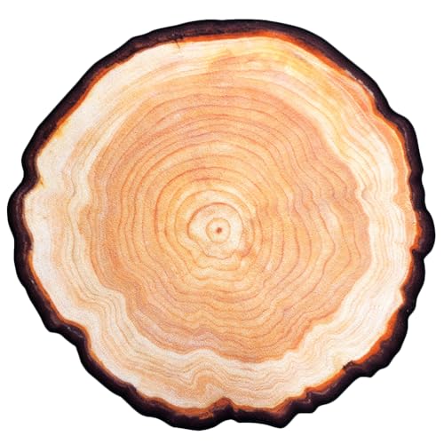 Veemoon Tree Ring Rug Creative Tree Carpet Rustic Wood Floor Mat Round Annual Rugs Home Decorative Carpets for Kitchen Living Room Bedroom (1 M)