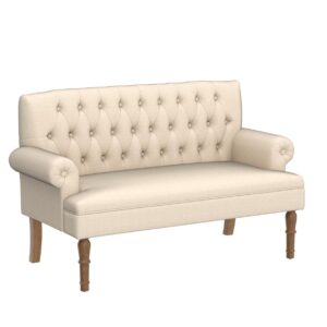 Rosevera Drennan Loveseat Sofas for Living Room Loveseat for Living Room Couch in a Box Sofa para Sala Love Seats Furniture Sofa in a Box Long Couches for Living Room Settee Loveseat,Linen,Beige