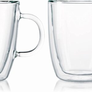 Bodum Bistro Double Wall Thermo-Glasses Coffee Mug Set, 15 Ounce, Clear (4-pack)