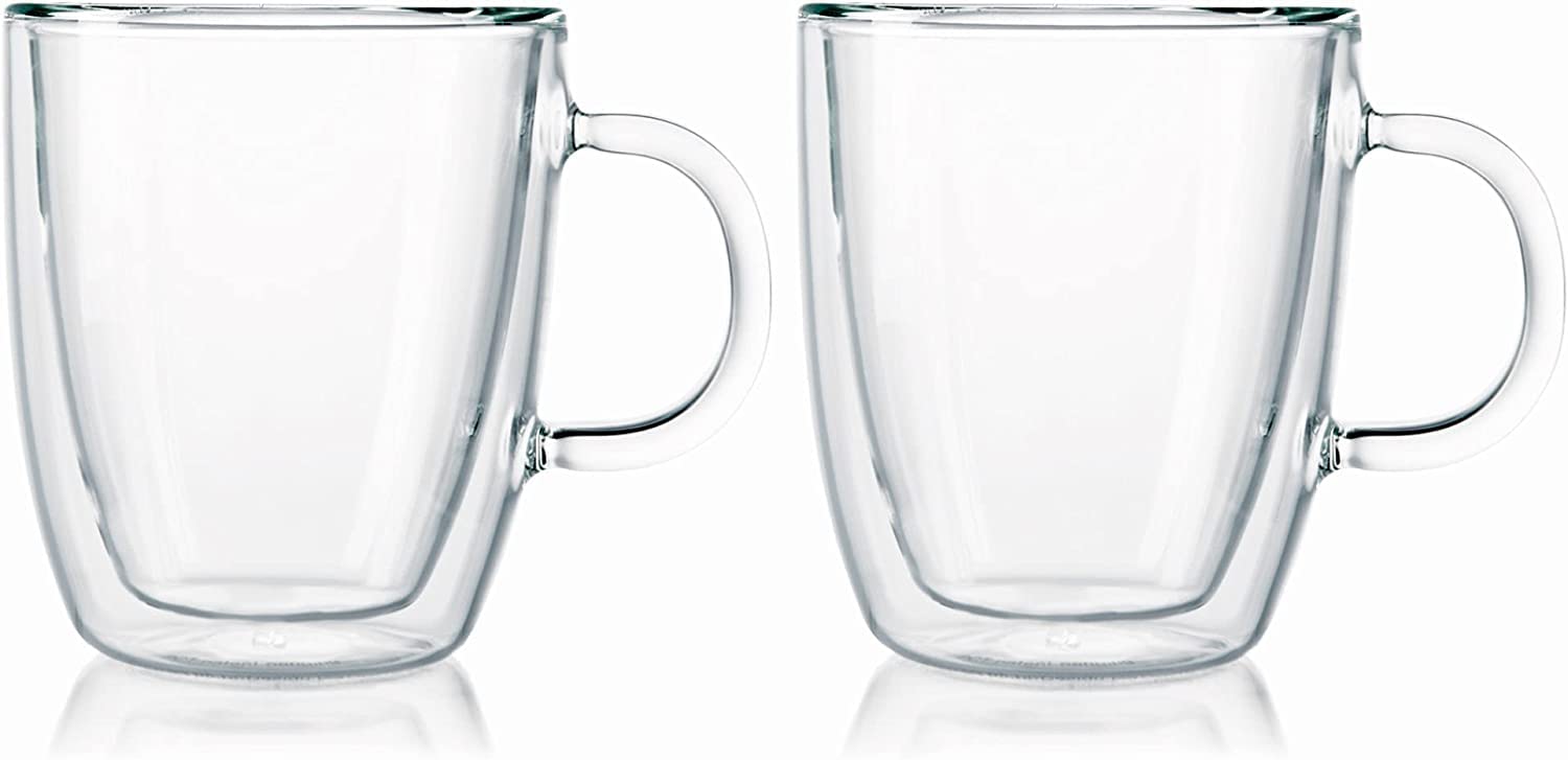 Bodum Bistro Double Wall Thermo-Glasses Coffee Mug Set, 15 Ounce, Clear (4-pack)