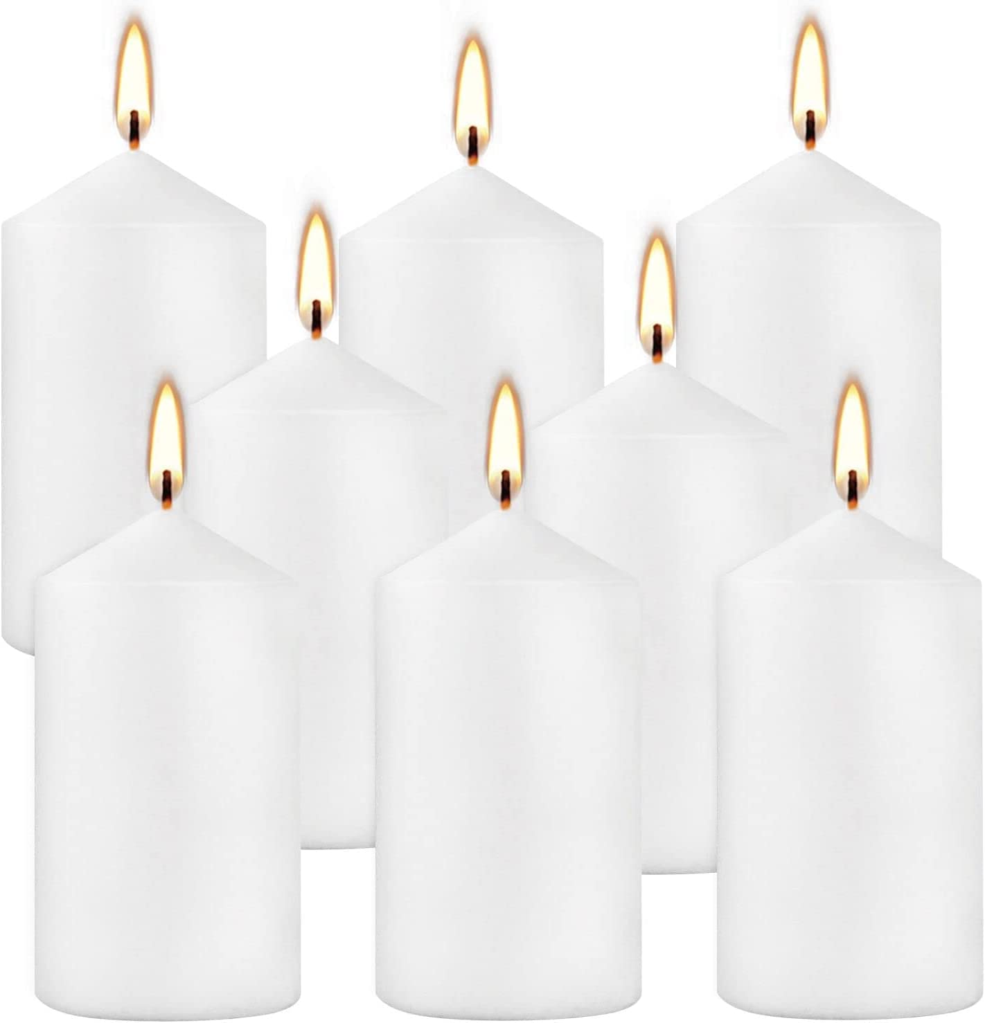 Set of 8 Unscented Pillar Candles 2" x 4"，White Candles for Home Decor,Church,Restaurants,Spa,Emergency Light,All Occasions