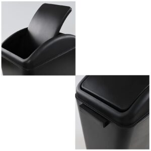 Qqbine 4.5 Gallon Trash Can with Swing Top Lid, Plastic Garbage Bin with Lid, Black, 3-Pack