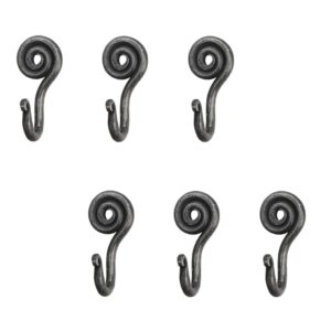 living ideas hand forged spiral hooks set of 6 pcs handmade wrought iron wall mounted coat hook blacksmith metal wall towel hooks rack black antique finish wall hooks