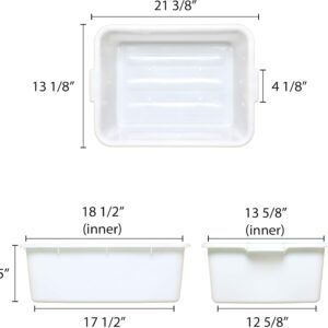 TrueCraftware- 20-1/2" x 15-1/2" x 5" Utility Kitchen Bus Box/Tub/Bin with Handles White Color- Heavy Duty Plastic Restaurant Tub/Dish Washing Box Wash Basin Tub for Kitchen Home Restaurants