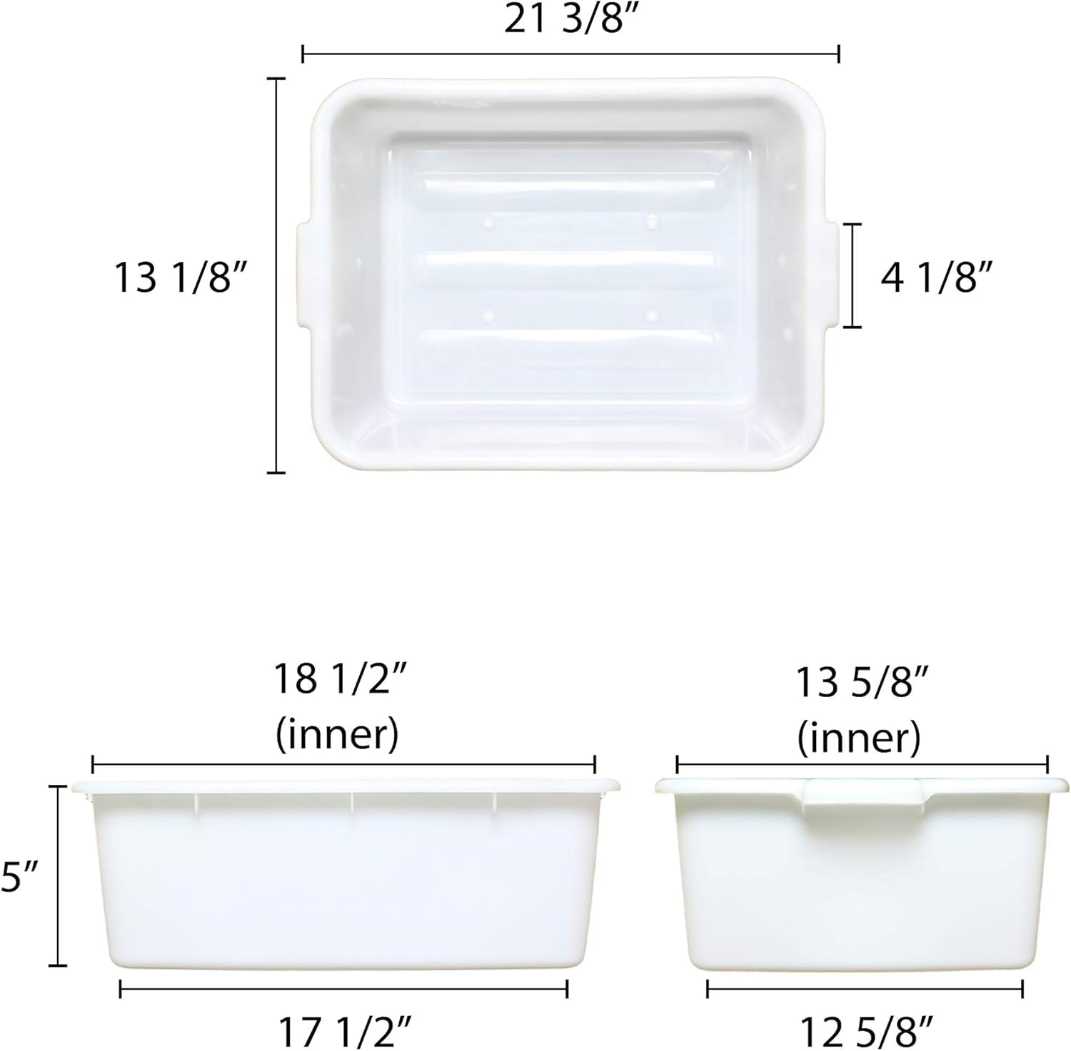 TrueCraftware- 20-1/2" x 15-1/2" x 5" Utility Kitchen Bus Box/Tub/Bin with Handles White Color- Heavy Duty Plastic Restaurant Tub/Dish Washing Box Wash Basin Tub for Kitchen Home Restaurants