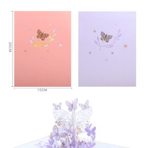 JRIQHOLD 3D Butterfly Flower Pop Up Cards, Set of 4 Greeting Cards, Mother’s Day/Birthday/Anniversary/Thinking of You/Valentine’s Day Card for Her/Wife/Women, with Envelope & Sealing Sticker