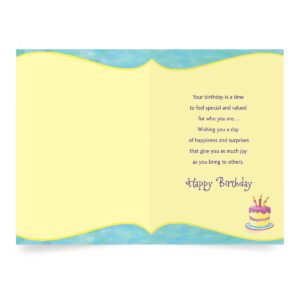 Designer Greetings Special Thoughts Happy Birthday Cards, “Sweet Birthday Wishes” Cake with Candles Design (Pack of 6 Cards with Yellow Envelopes)