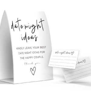 Date Night Idea Sign, Date Night Idea Cards, Minimalist Bridal Shower Games, Minimalist Bridal Shower Decorations - One Sign and 50 Cards (GES33)