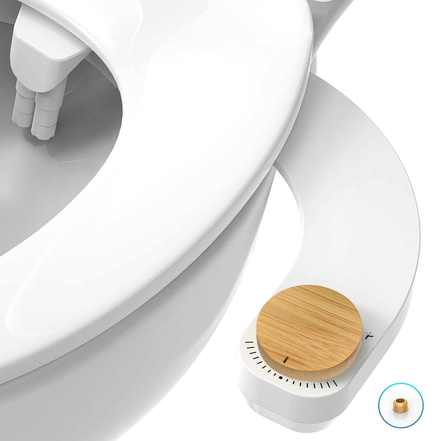 Left Hand Bidet - WITHLENT Left Hand Bidet Ultra-Slimt Non-Electric Dual Nozzle (Frontal & Rear Wash) Left Hand Control Adjustable Water Pressure,Bidet Toilet Seat Attachment, Left Hand Bidet (Bamboo)