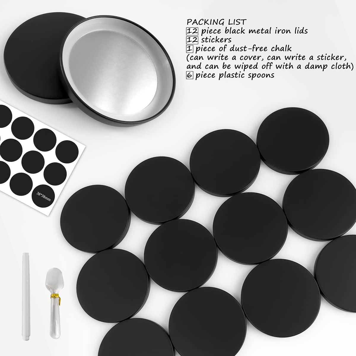 Oui Yogurt Jar Lids metal - 12 Pack Oui Lids Black lids with gasket for Yoplait Yogurt Container…