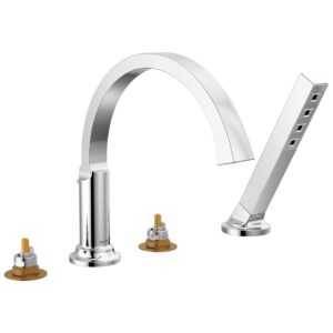 delta faucet tetra chrome roman tub faucet, chrome tub faucet, roman bathtub faucet, delta roman tub faucet chrome, tub filler, lumicoat chrome t4788-pr-lhp (valve and handles not included)