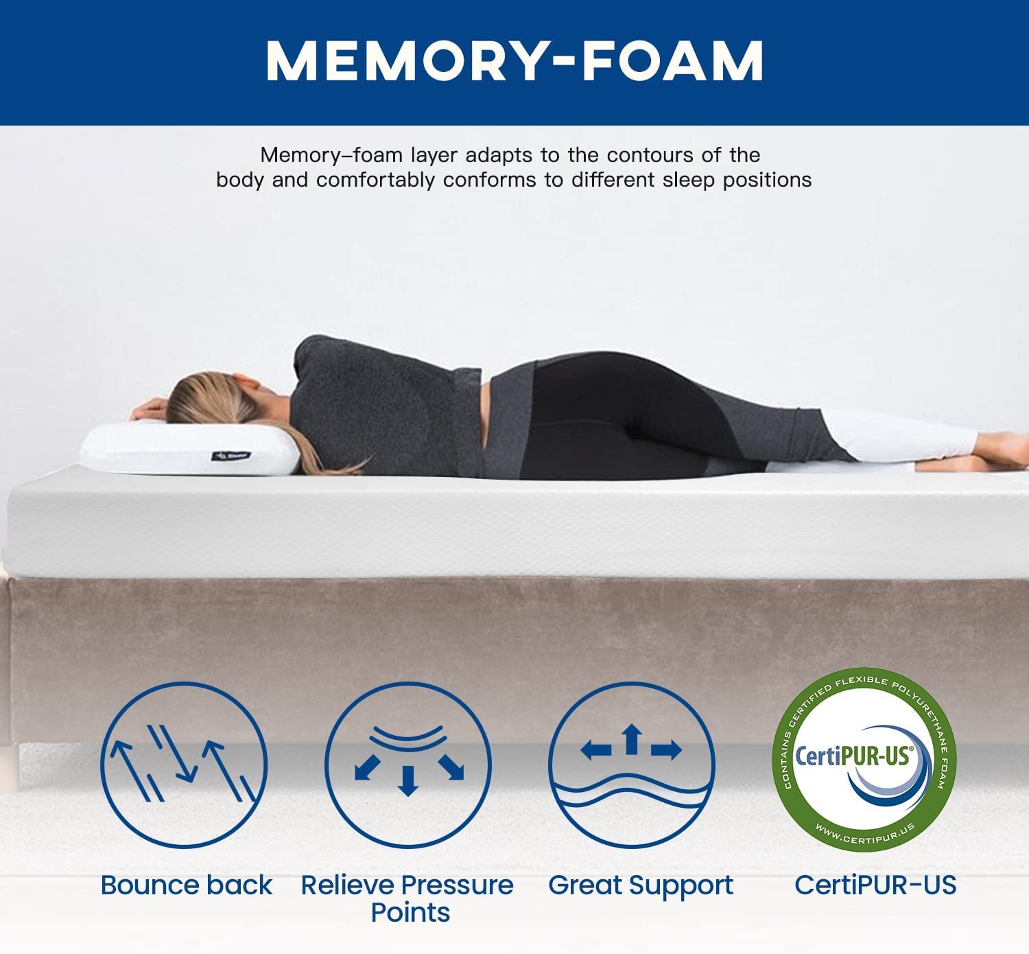 Queen Mattresses, 6 Inch Gel Memory Foam Mattress Queen for Back Pain Relief, Medium Firm Mattress in a Box, CertiPUR-US Certified, Fiberglass Free, with Washable Cover