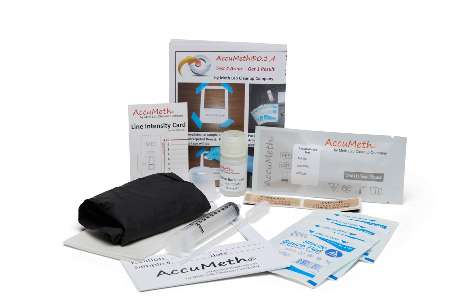 AccuMeth0.1,4-Part Methamphetamine Residue Detection Test Kit for Homes | 0.1 µg/100cm2 Legal Standard (Pack of 1)