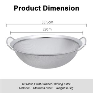 3 Pack Fine Mesh Paint Strainer 60 Mesh Stainless Steel Paint Filter Emulsion Honey Funnel Filter Cover Fits 5 Gallon Paint Bucket Filter Tool Insert Strains