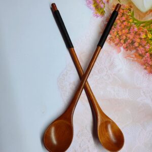 Handmade Wooden Long Handle Coffee Spoon Stirrer with Cable Tie, Retro Honey Jar Spoons Teaspoon Tea Stirring Spoon (2 Pack)