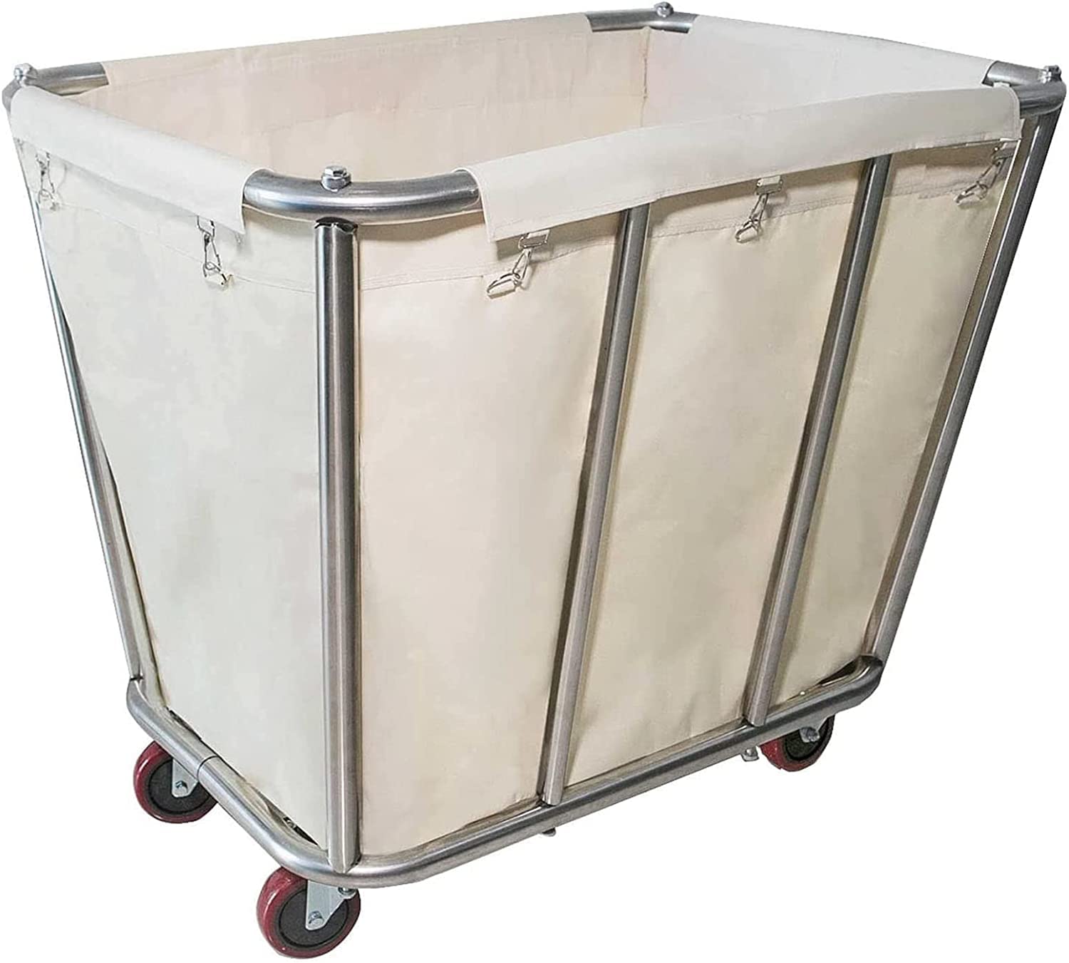 Replacement Laundry Cart Bag, Waterproof High Capacity Thickened Commercial Cloth Cleaning Cart Bag, 32.6x21.6x24.4 inches (Beige-Cone)