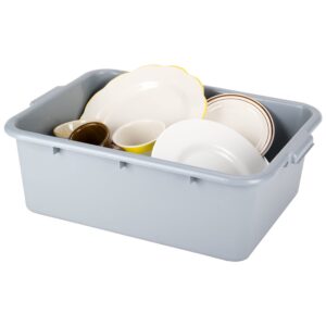 TrueCraftware 20-1/2" x 15-1/2" x 7" Utility Kitchen Bus Box/Tub/Bin with Handles Gray Color- Heavy Duty Plastic Restaurant Tub/Dish Washing Box Wash Basin Tub for Kitchen Home Restaurants