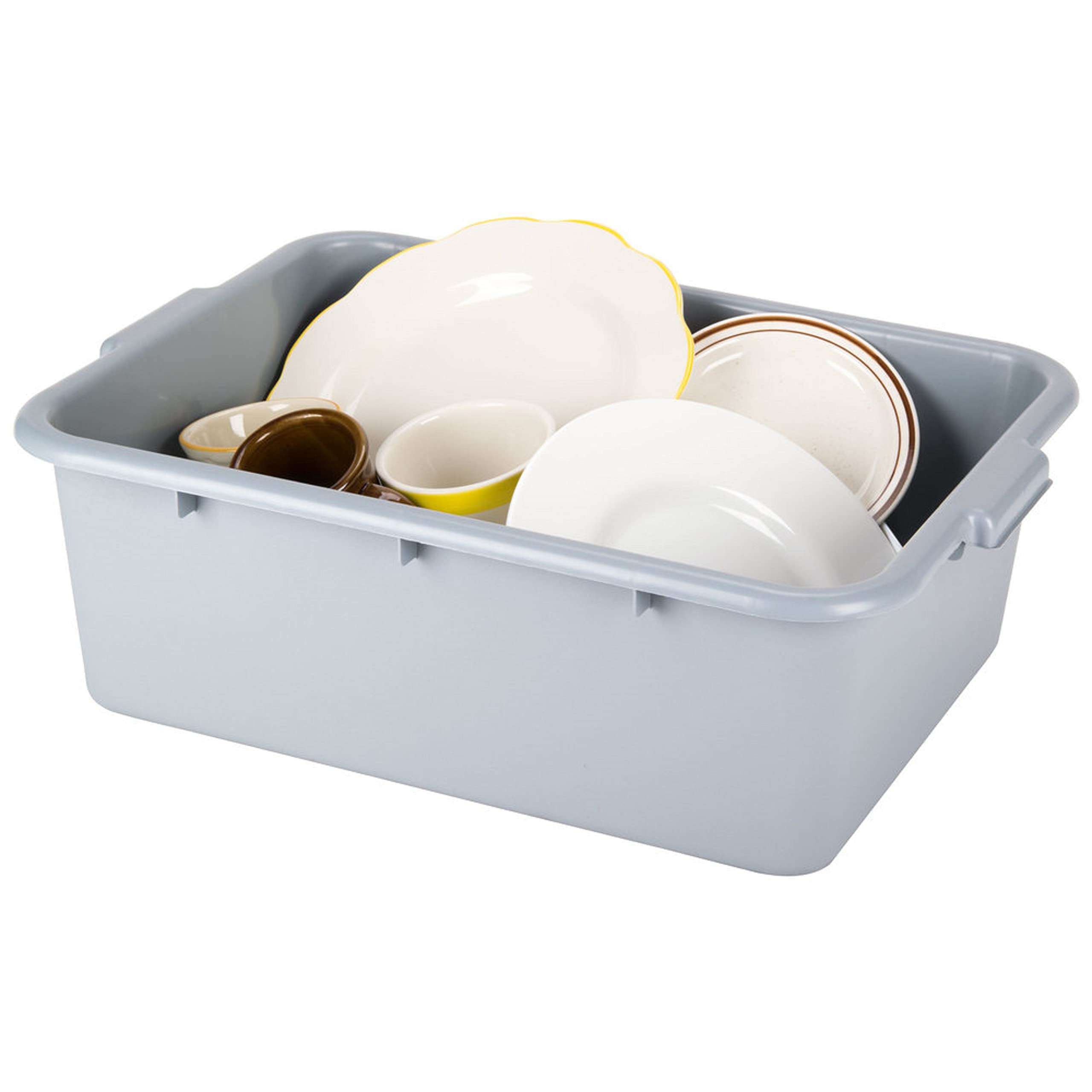 TrueCraftware 20-1/2" x 15-1/2" x 7" Utility Kitchen Bus Box/Tub/Bin with Handles Gray Color- Heavy Duty Plastic Restaurant Tub/Dish Washing Box Wash Basin Tub for Kitchen Home Restaurants