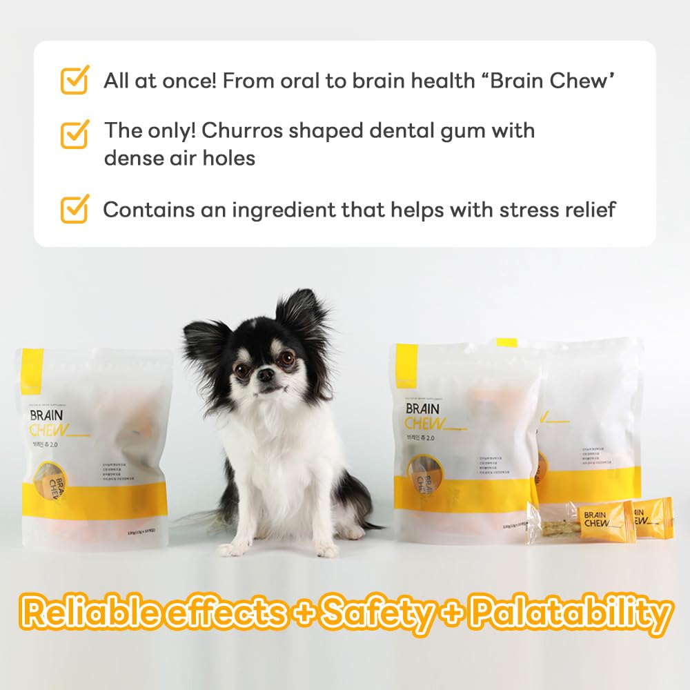 Doctor by Brain Chew, Dental Dog Treats with Relaxant Supplement for Small/Medium Dogs – Freshens Breath, Supports Relieving Stress