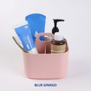 BLUE GINKGO Multipurpose Caddy Organizer - Stackable Plastic Caddy with Handle | Desk, Makeup, Dorm Caddy, Classroom Art Organizers (Made in Korea) - Pink